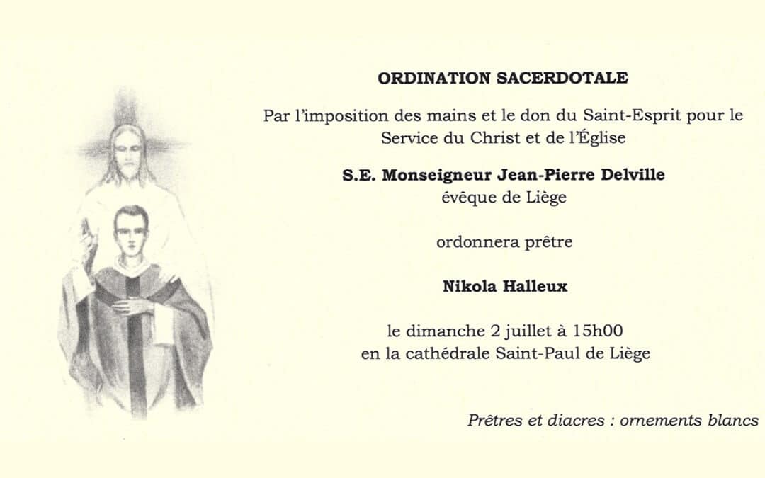 Ordination sacerdotale de Nikola Halleux